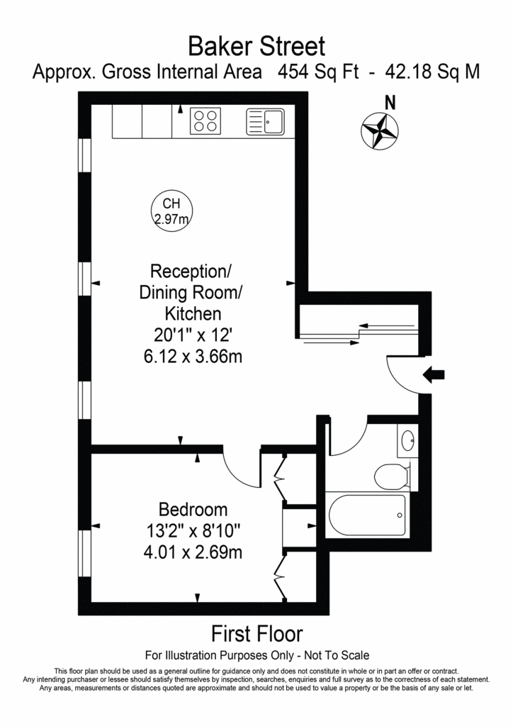 1 bedroom flat to rent - floorplan