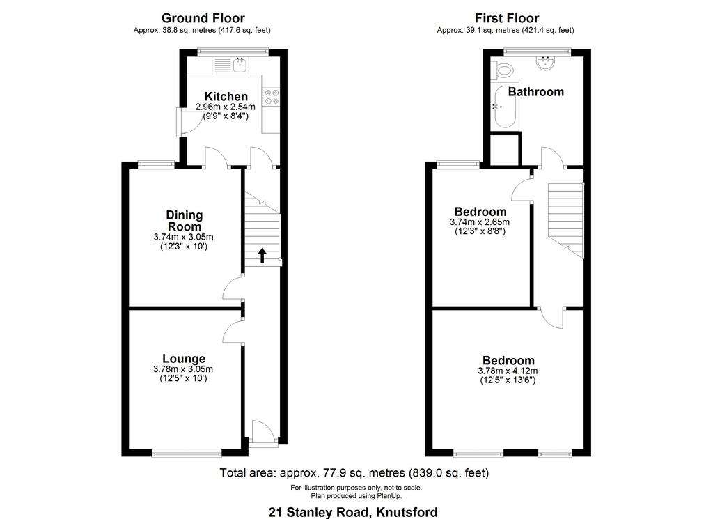 2 bedroom terraced house to rent - floorplan