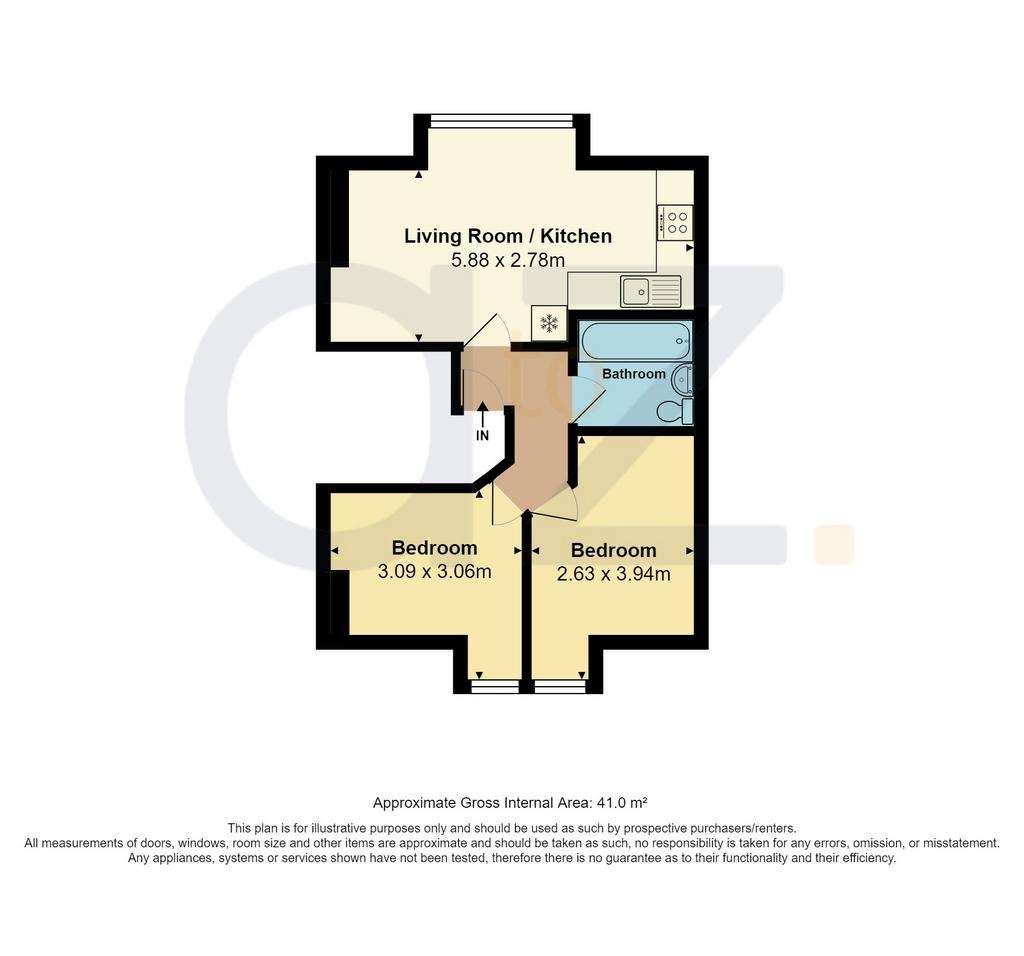 2 bedroom flat to rent - floorplan