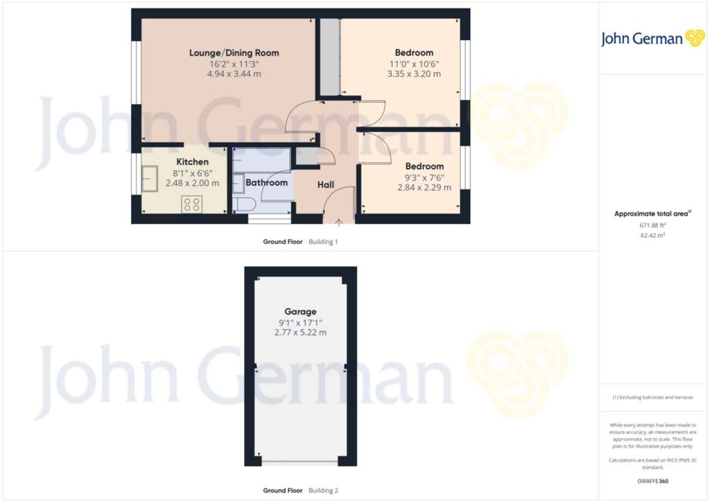 2 bedroom bungalow for sale - floorplan