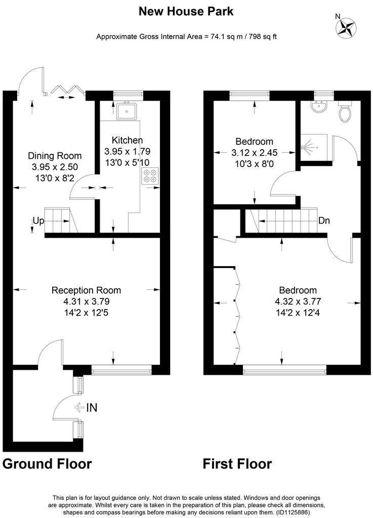 2 bedroom terraced house for sale - floorplan