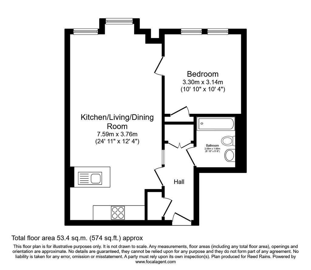 1 bedroom flat to rent - floorplan