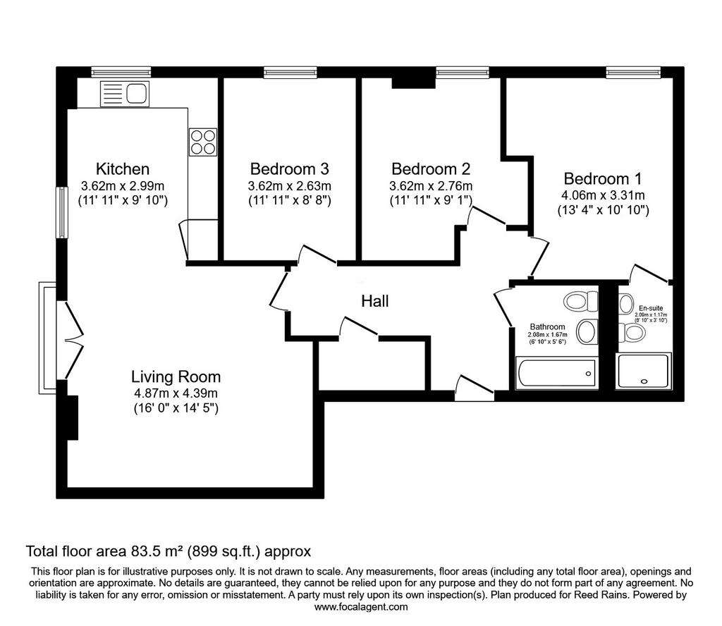 3 bedroom flat to rent - floorplan