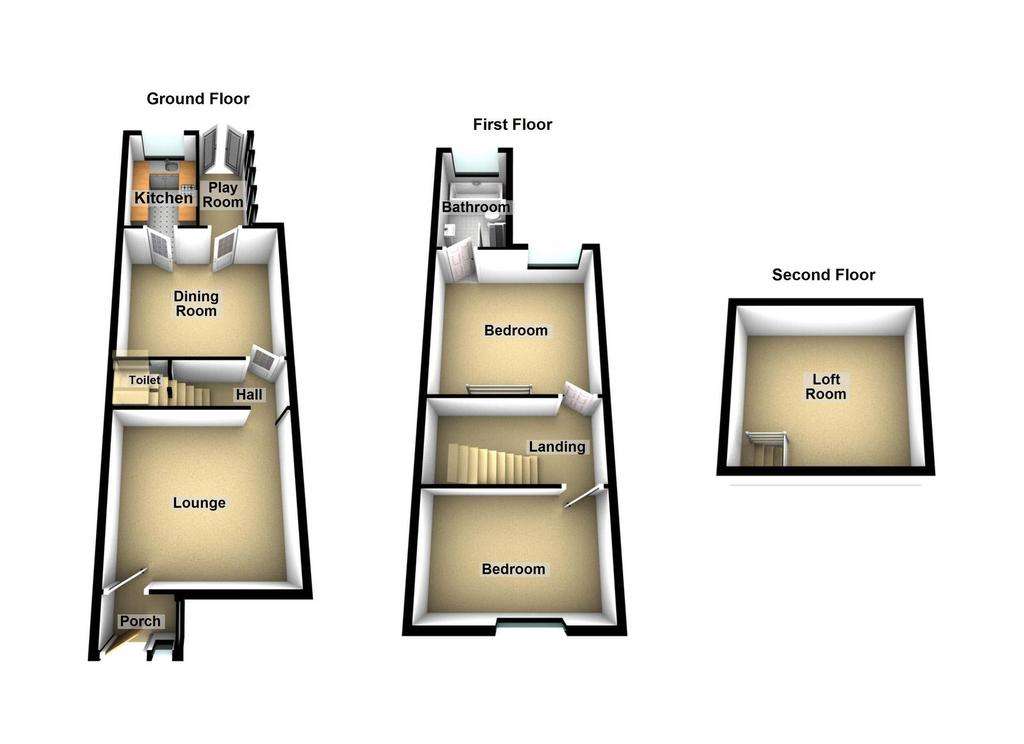 2 bedroom terraced house for sale - floorplan