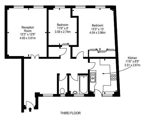 2 bedroom flat to rent - floorplan