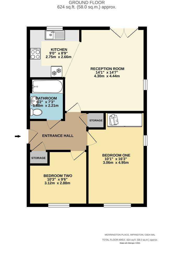 2 bedroom flat to rent - floorplan