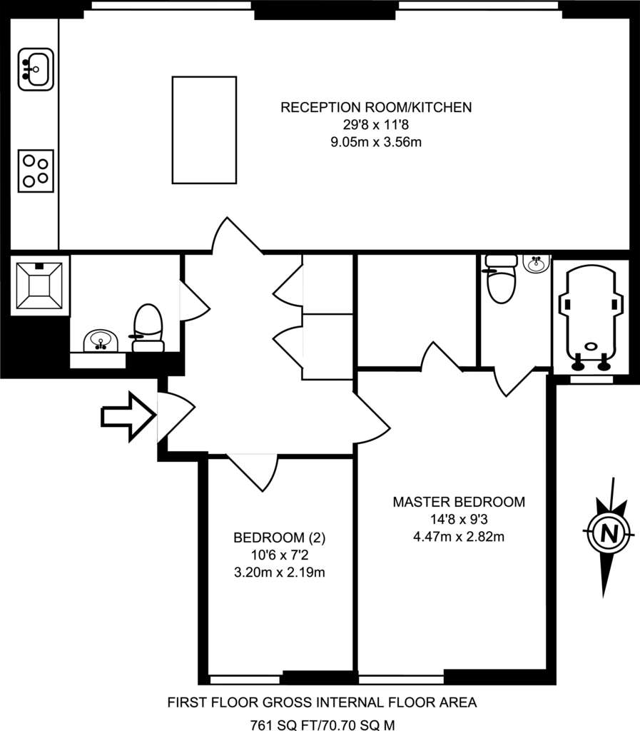 2 bedroom flat to rent - floorplan