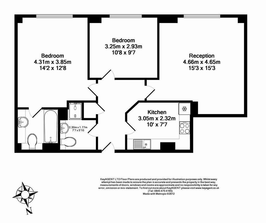 2 bedroom flat to rent - floorplan