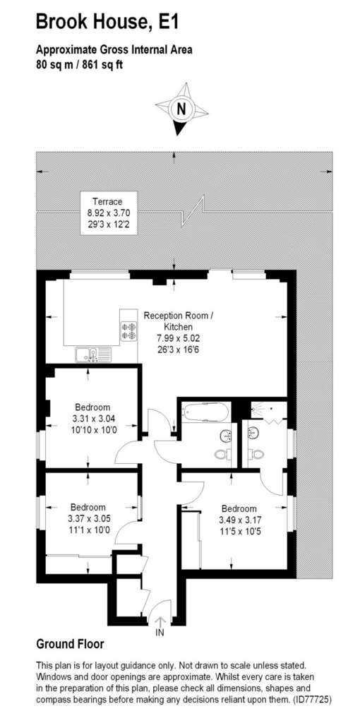 3 bedroom flat to rent - floorplan