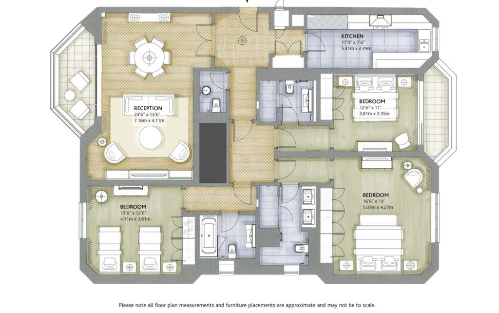 3 bedroom flat to rent - floorplan