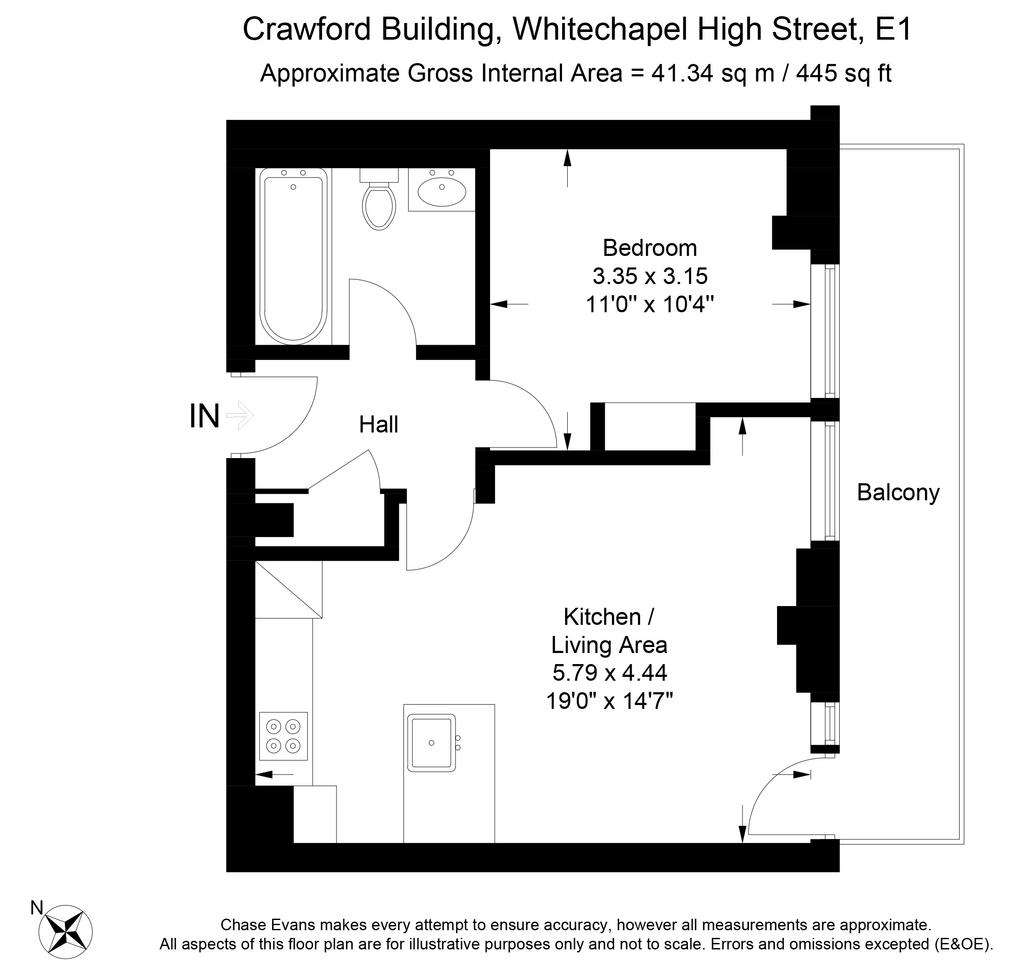 1 bedroom flat to rent - floorplan