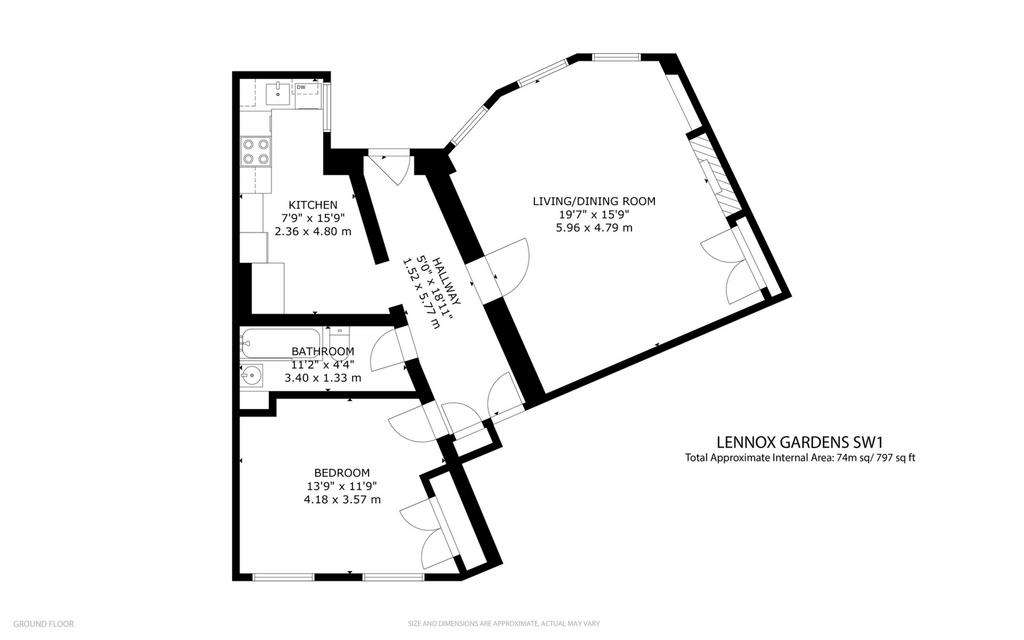 1 bedroom flat to rent - floorplan