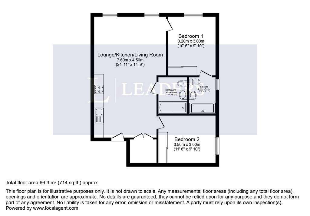 2 bedroom flat to rent - floorplan