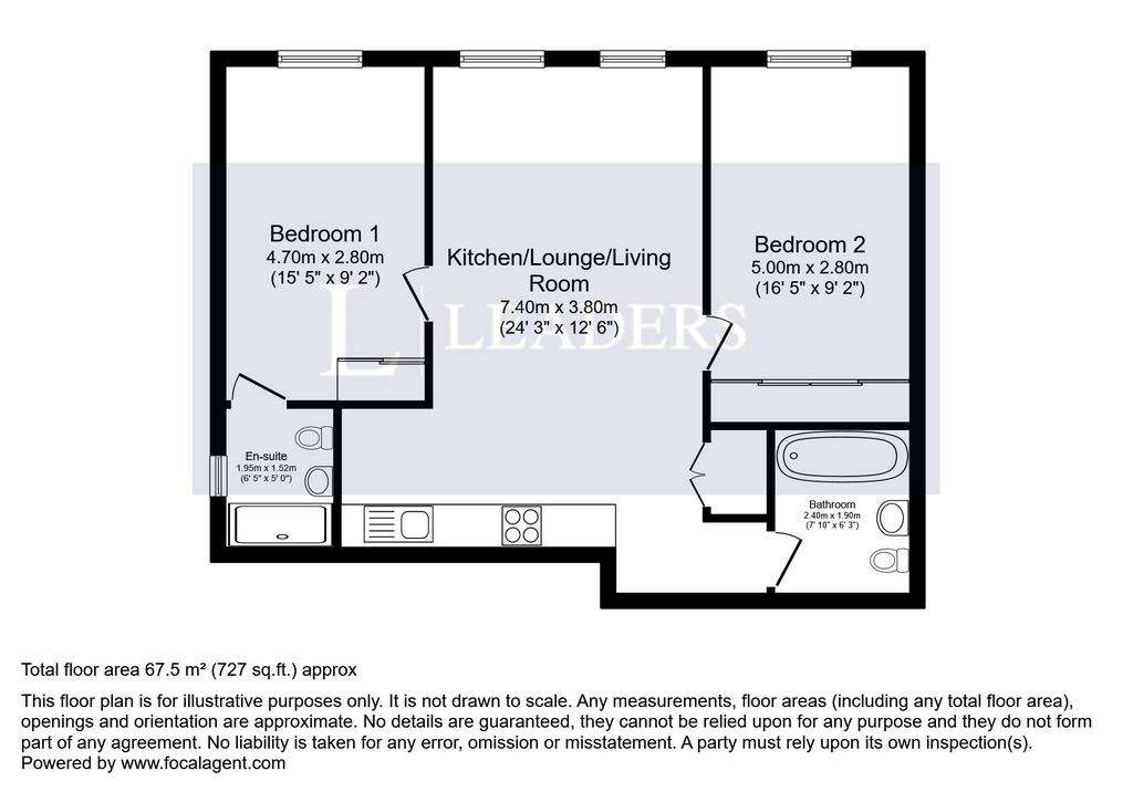 2 bedroom flat to rent - floorplan