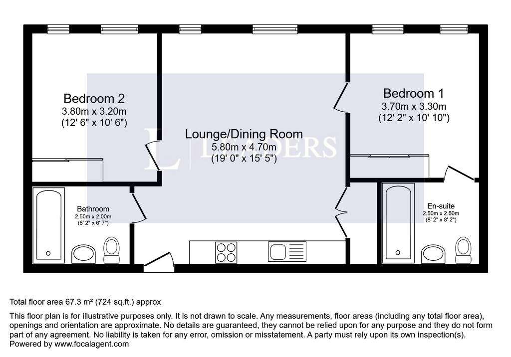 2 bedroom flat to rent - floorplan