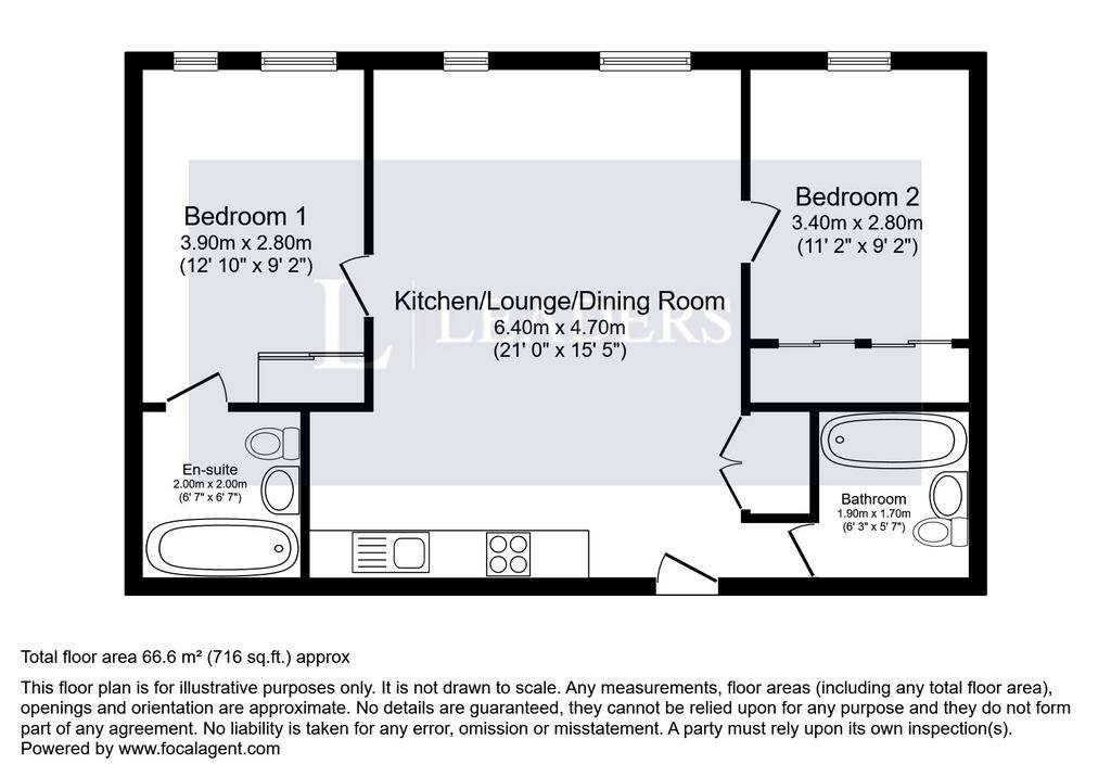 2 bedroom flat to rent - floorplan