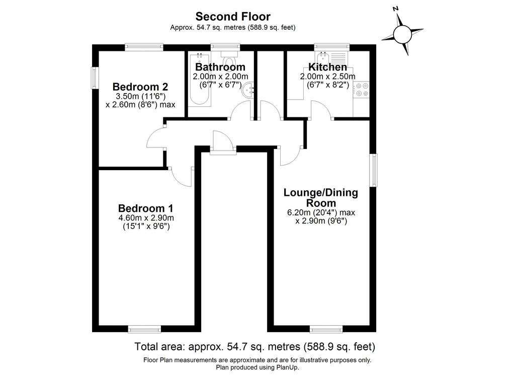 2 bedroom flat for sale - floorplan