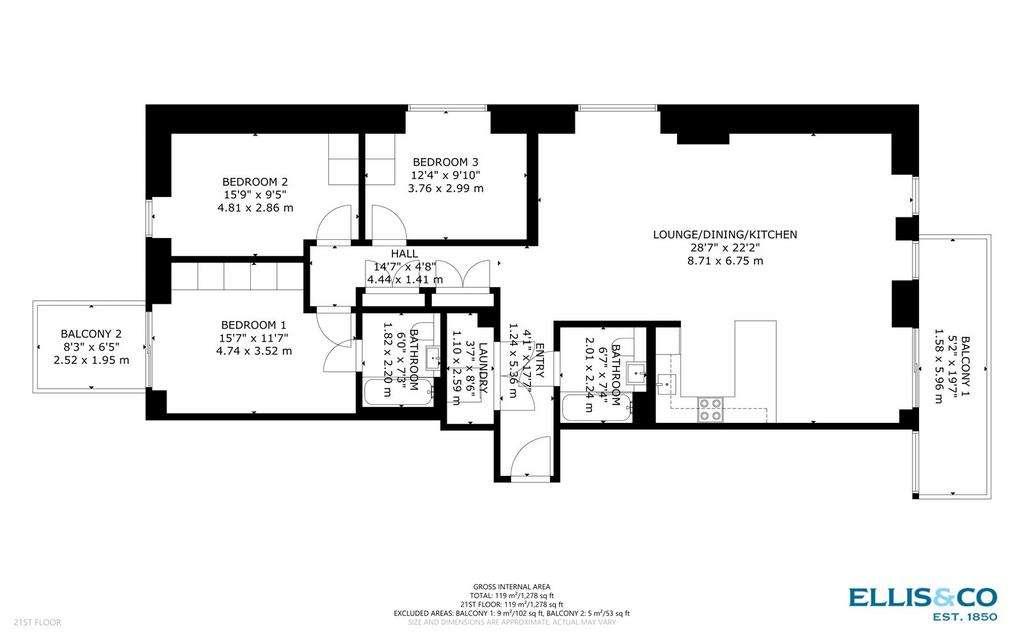 3 bedroom penthouse apartment to rent - floorplan