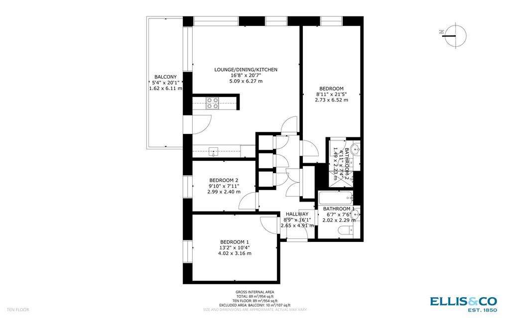 3 bedroom penthouse apartment to rent - floorplan