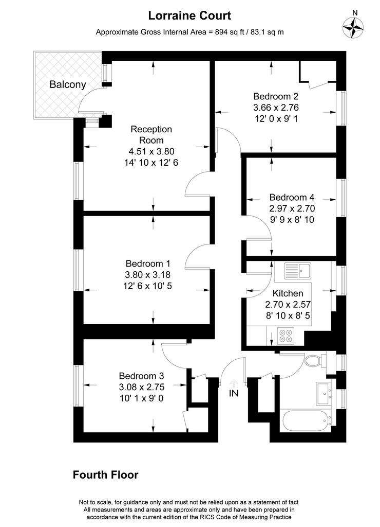 4 bedroom flat to rent - floorplan