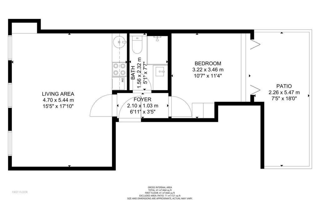 1 bedroom flat to rent - floorplan