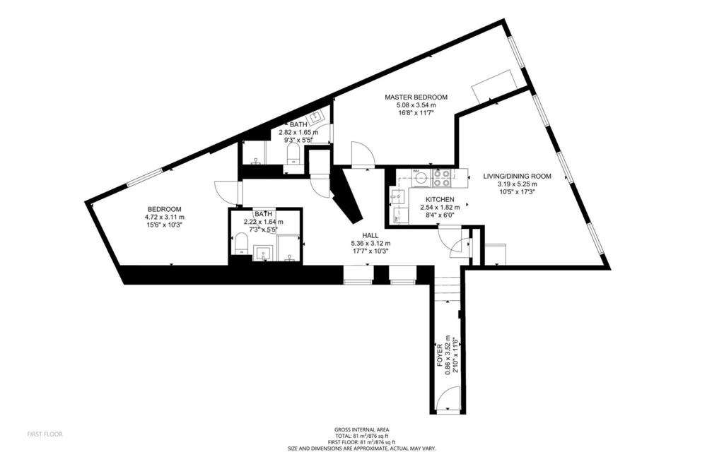 2 bedroom flat to rent - floorplan