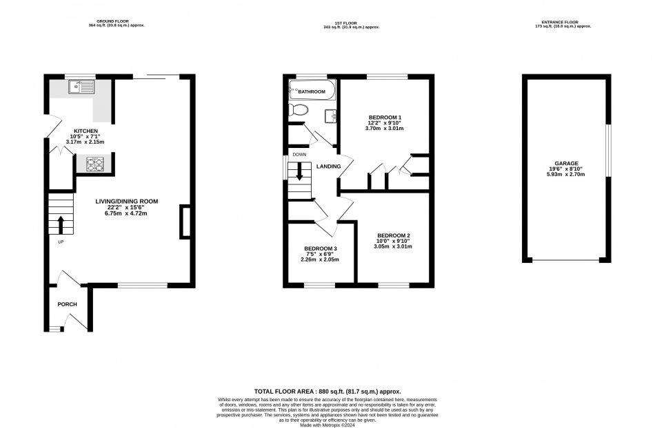 3 bedroom semi-detached house for sale - floorplan