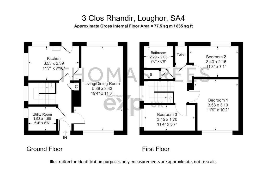 3 bedroom semi-detached house for sale - floorplan