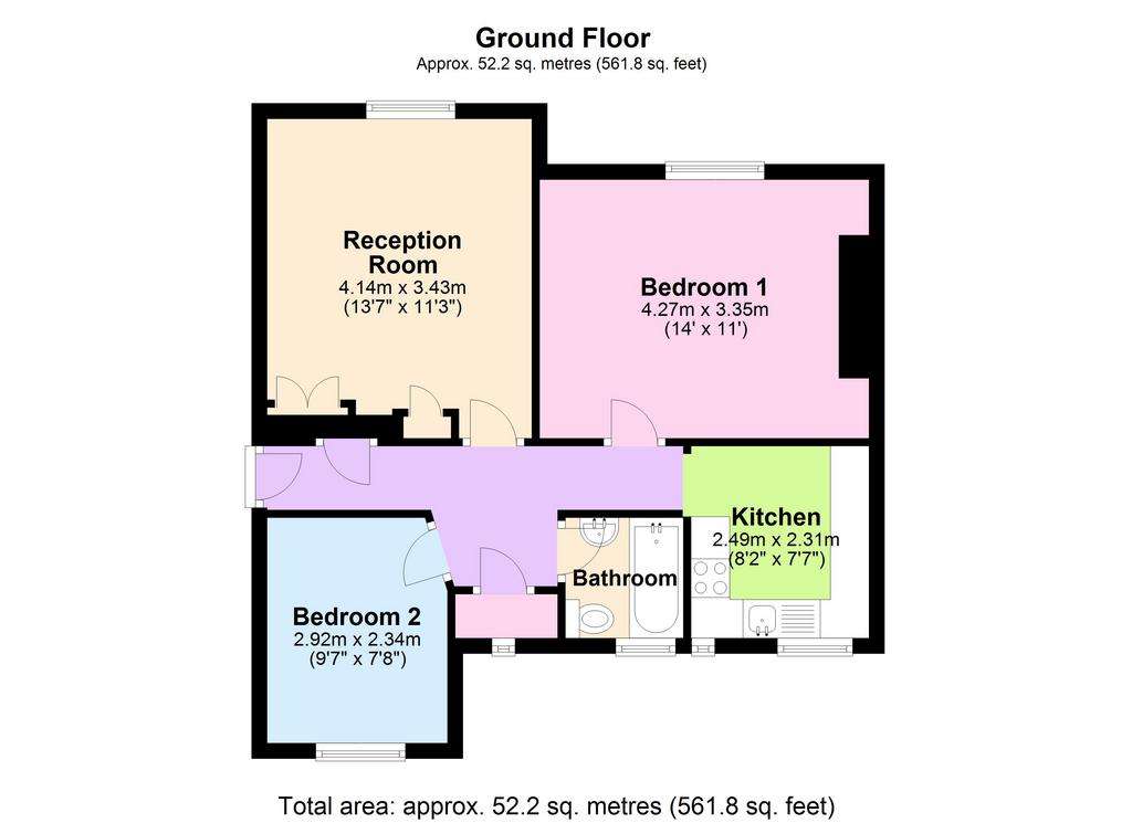 2 bedroom flat to rent - floorplan