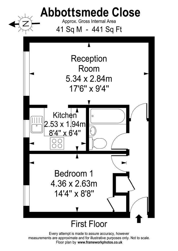 1 bedroom flat to rent - floorplan