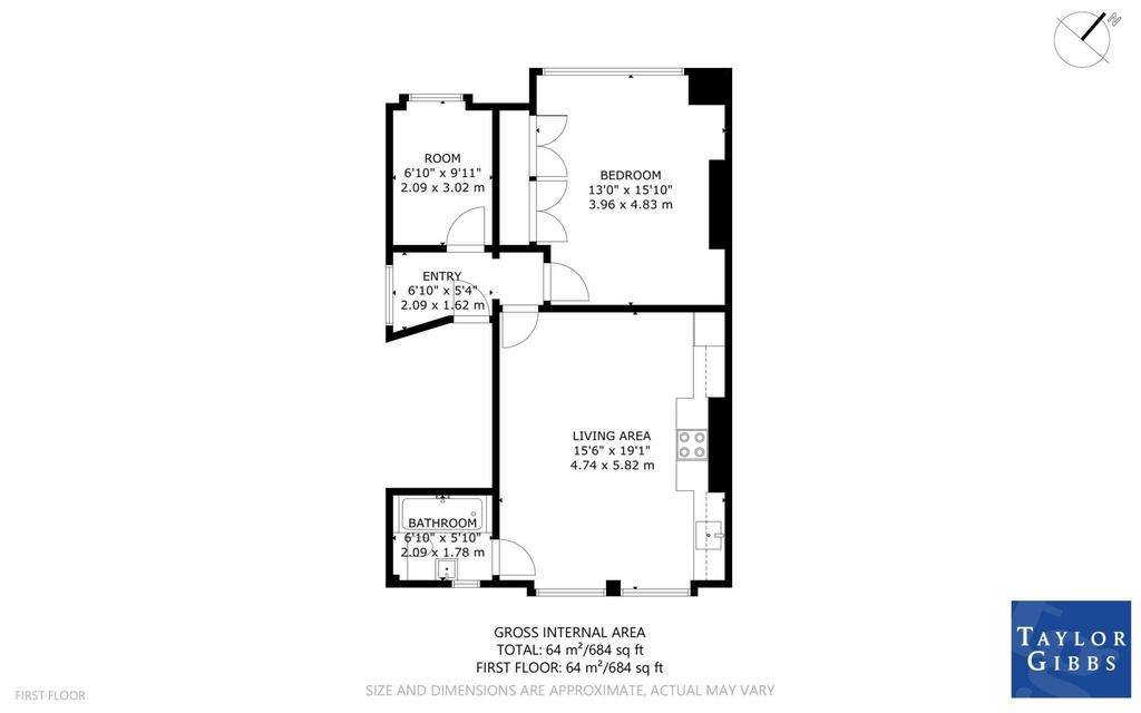 2 bedroom flat to rent - floorplan