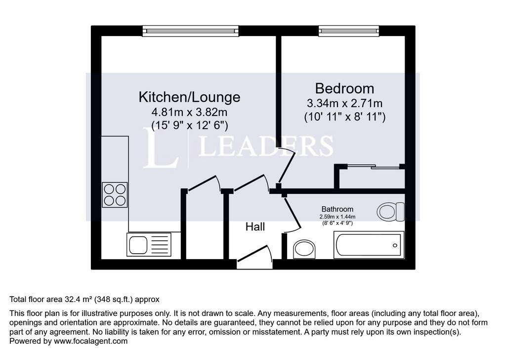 1 bedroom flat to rent - floorplan