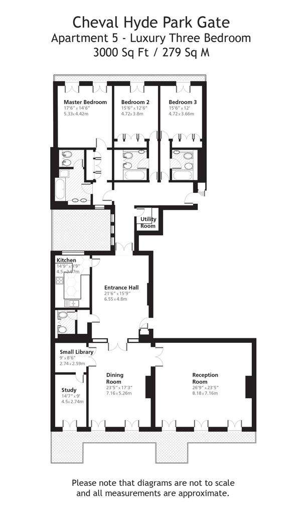 3 bedroom flat to rent - floorplan