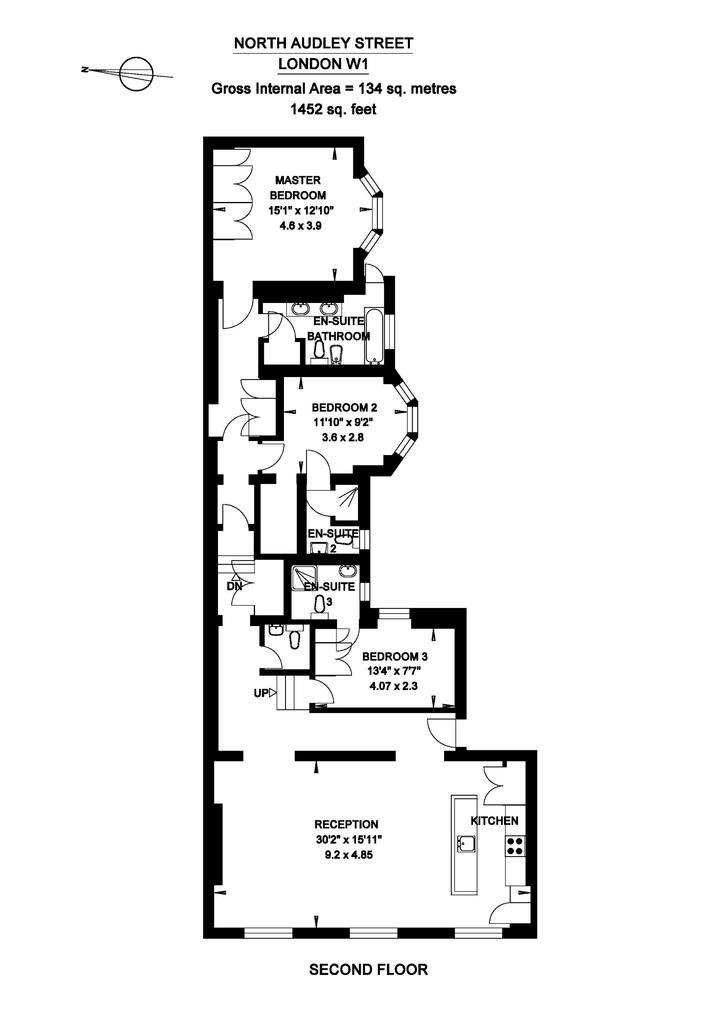 3 bedroom flat to rent - floorplan