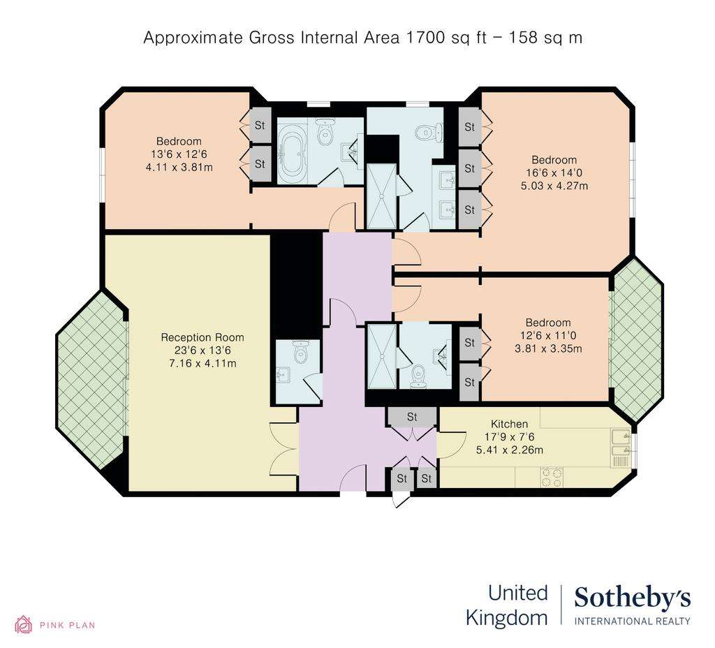 3 bedroom flat to rent - floorplan