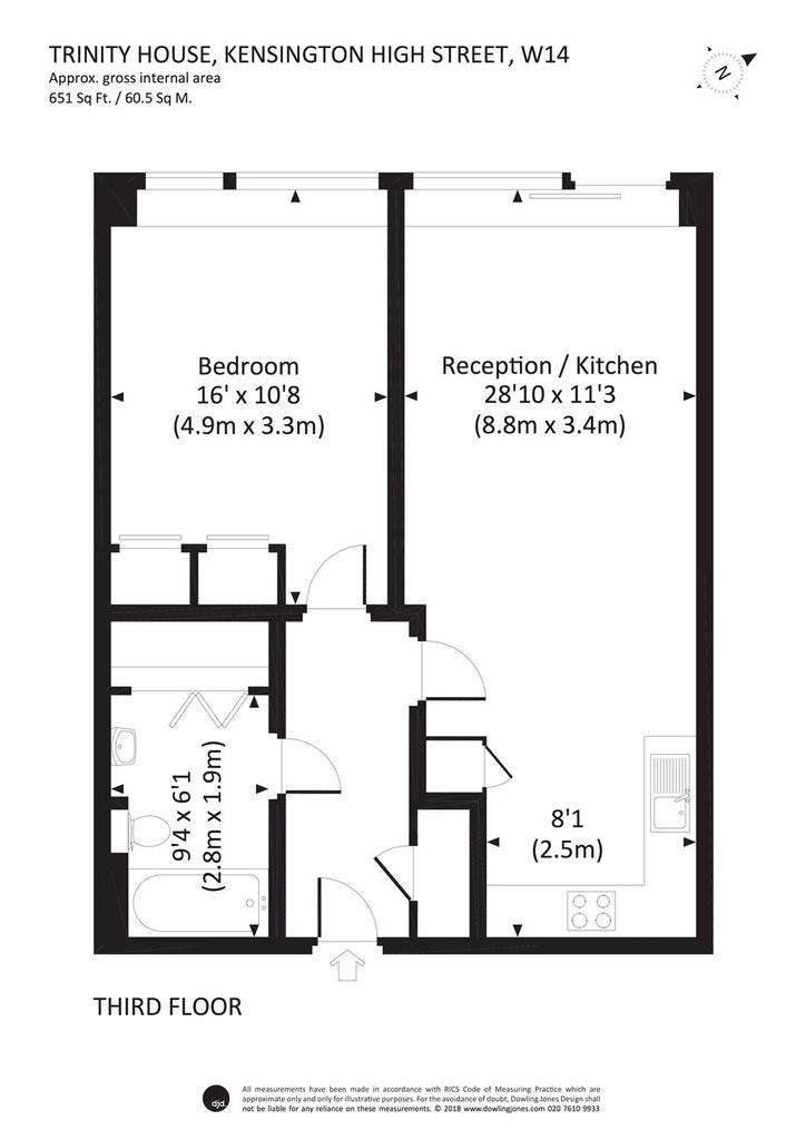 1 bedroom flat to rent - floorplan