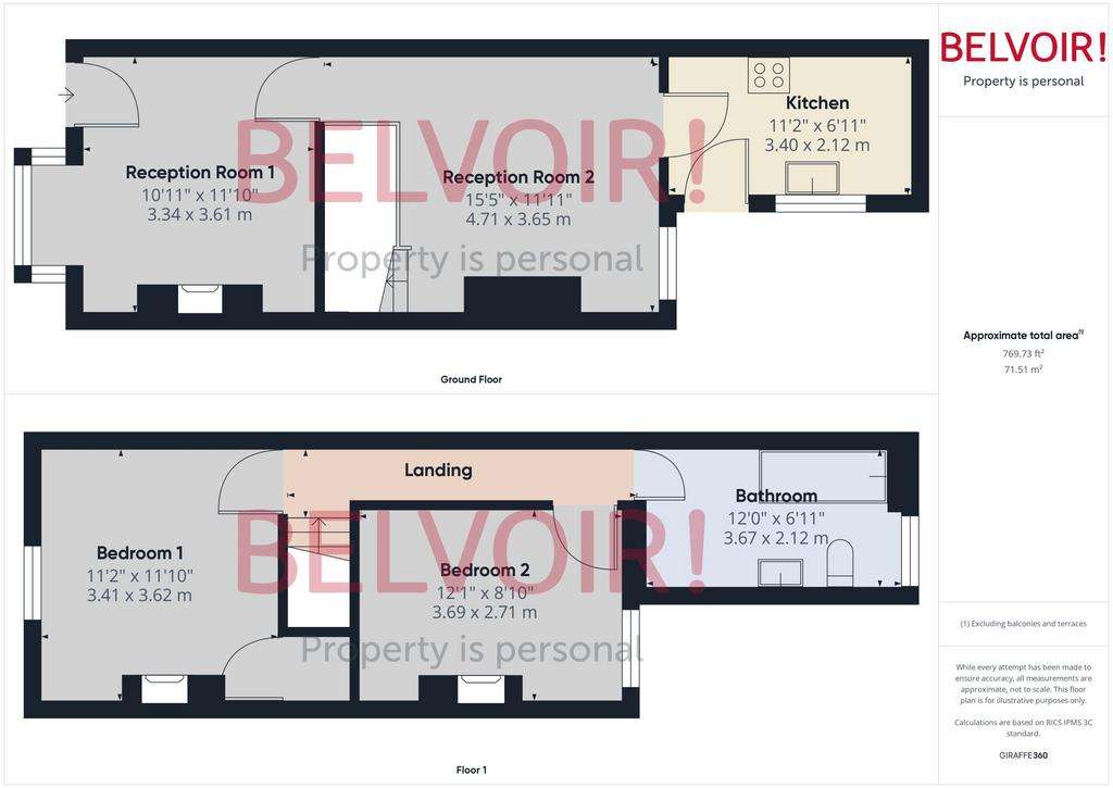 2 bedroom terraced house to rent - floorplan