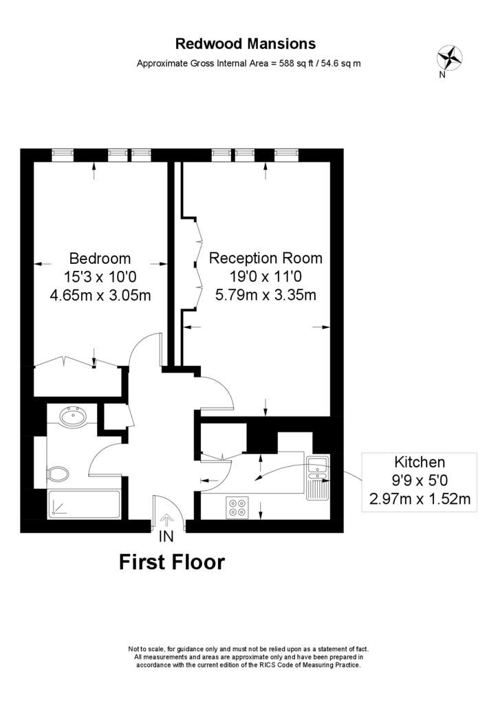 1 bedroom flat to rent - floorplan