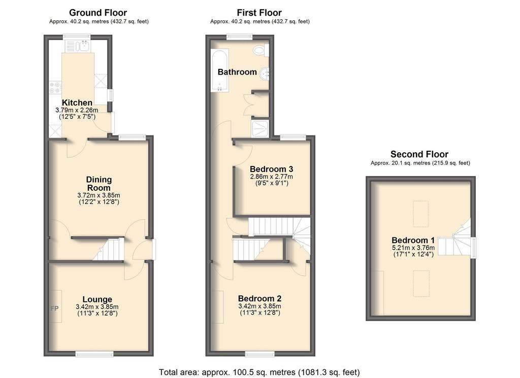 3 bedroom semi-detached house for sale - floorplan