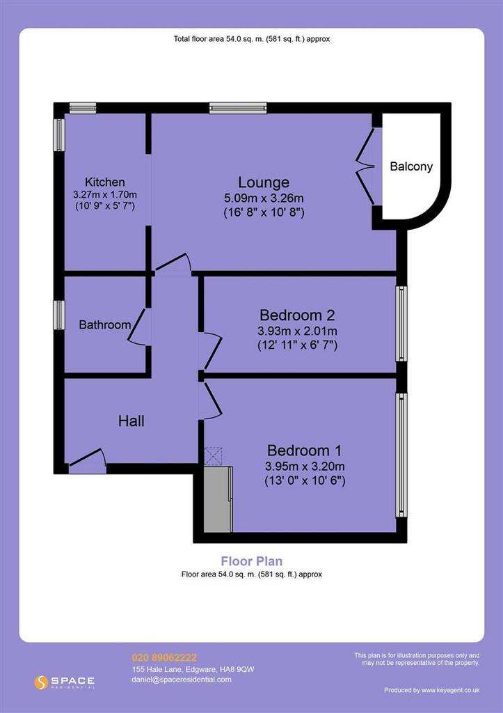 2 bedroom flat to rent - floorplan