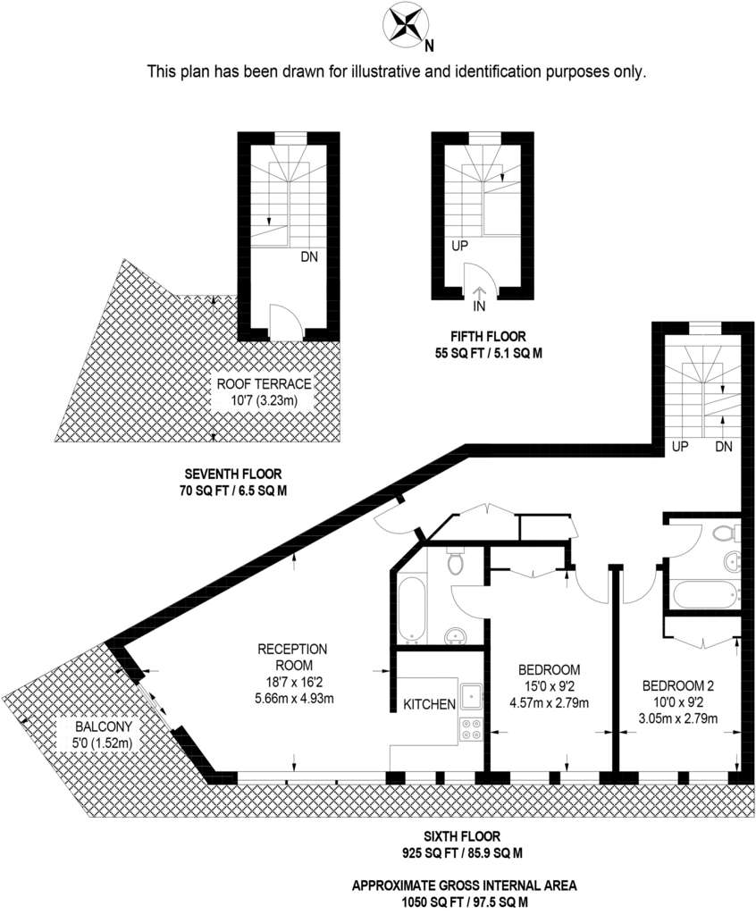 2 bedroom flat to rent - floorplan