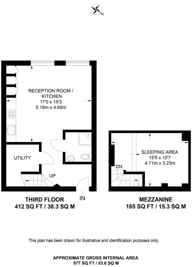 1 bedroom flat to rent - floorplan