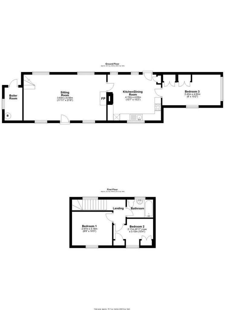 3 bedroom cottage for sale - floorplan