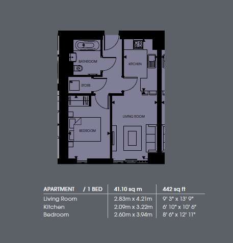 1 bedroom flat to rent - floorplan