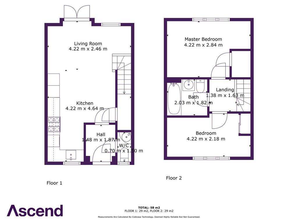 2 bedroom terraced house to rent - floorplan