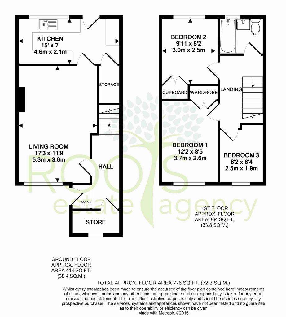 3 bedroom end of terrace house for sale - floorplan