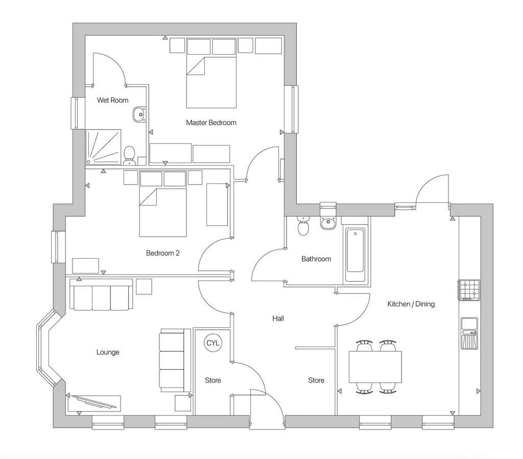 2 bedroom detached bungalow for sale - floorplan