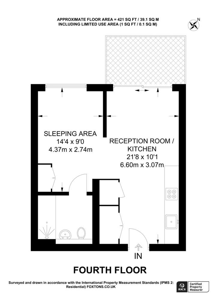 Studio flat to rent - floorplan