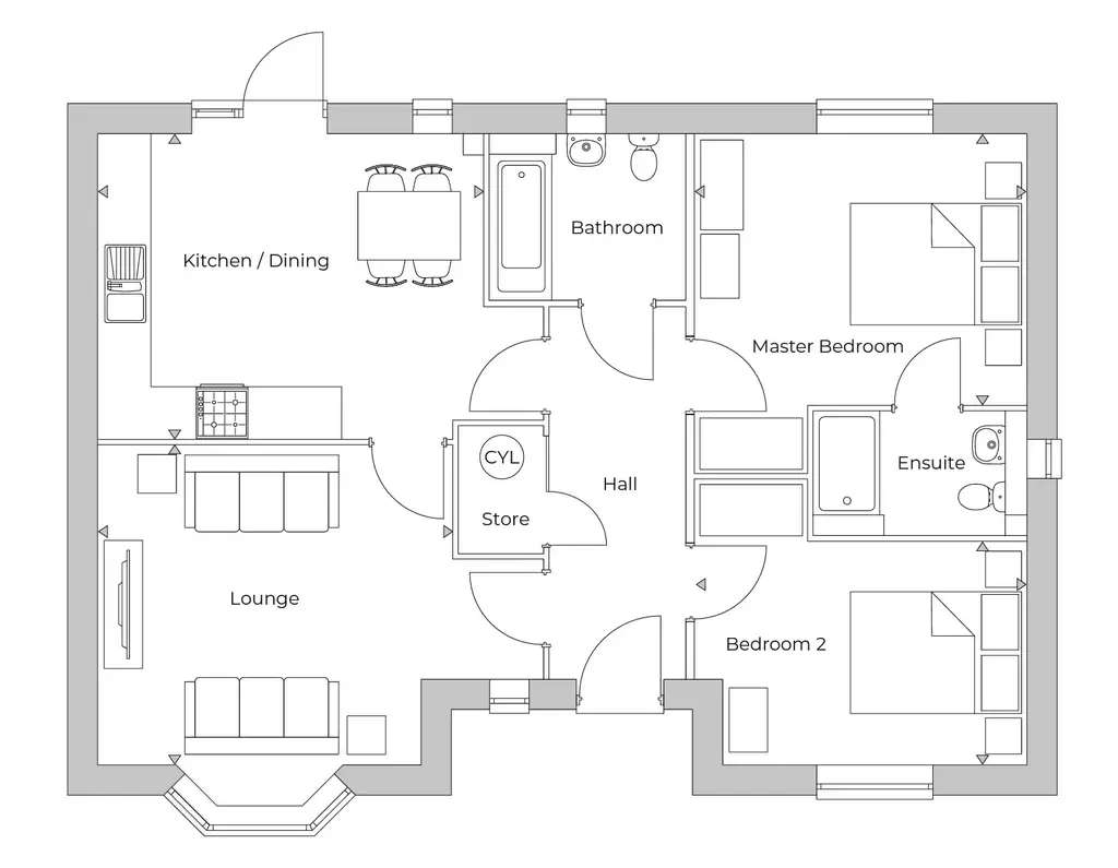 2 bedroom detached bungalow for sale - floorplan