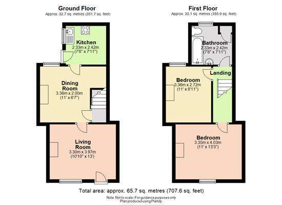 2 bedroom terraced house to rent - floorplan